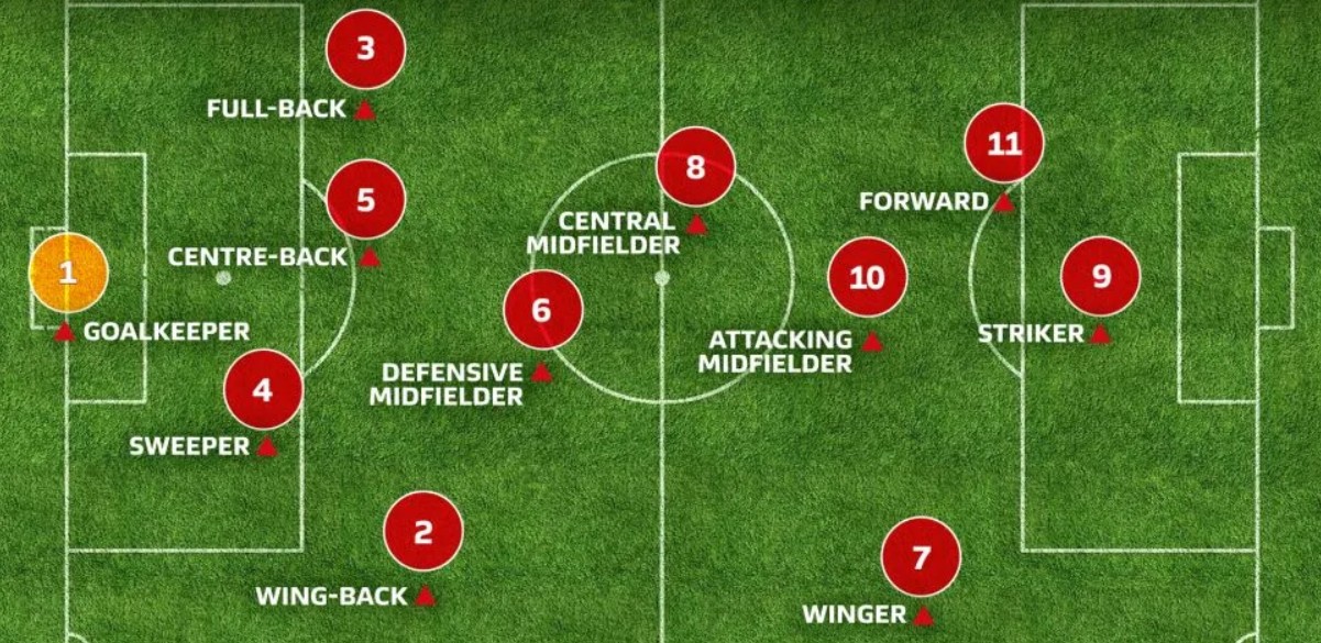 Tên gọi các vị trí trên sân